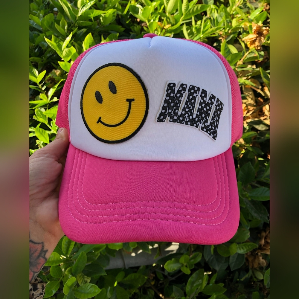 {Boutique} "Smiley Mama" Trucker Hat